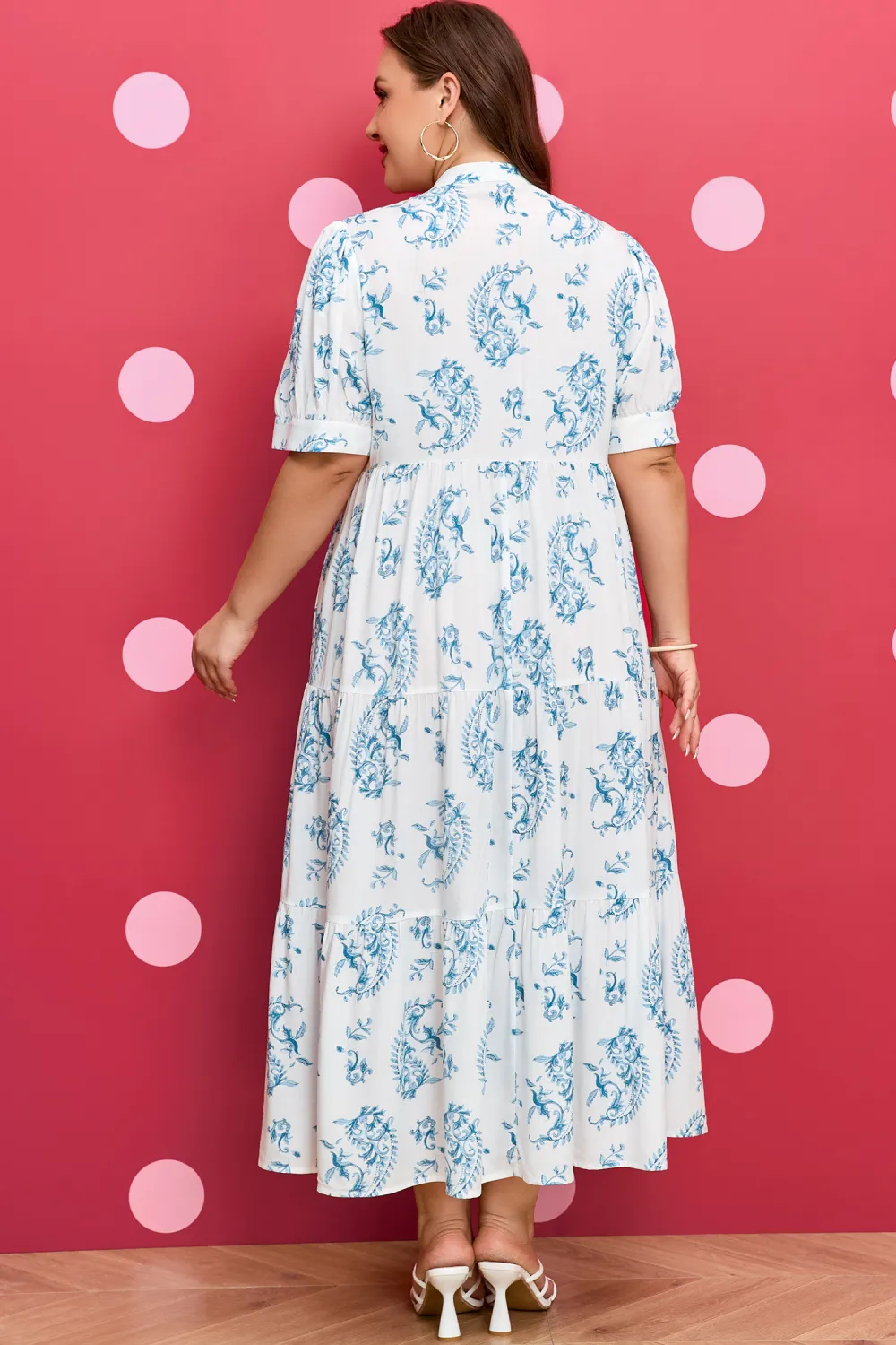 Blue Floral Plus Size Maxi Dress