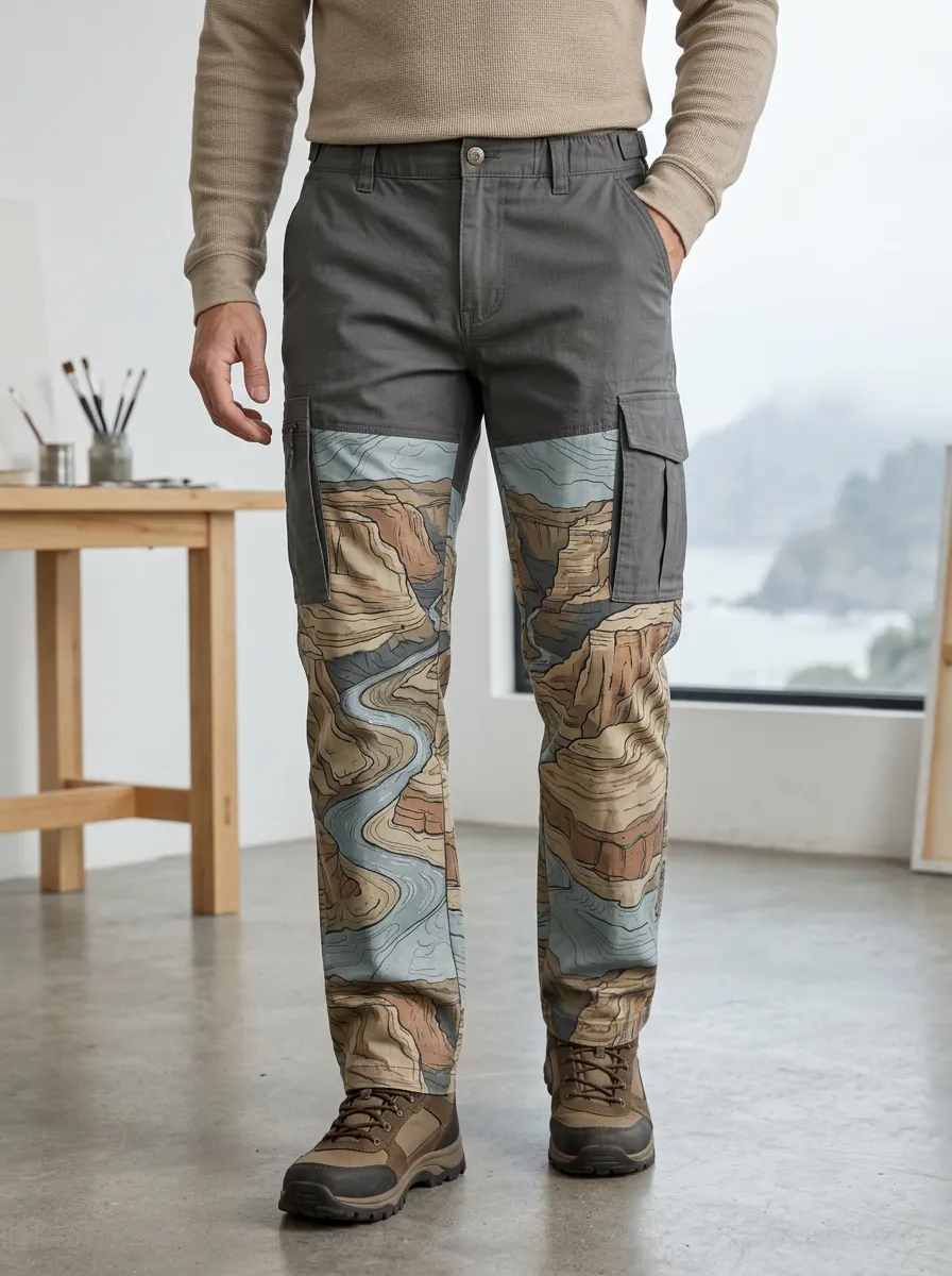 Men's Canyon Landscape Nature Lover Printed Cargo Pants