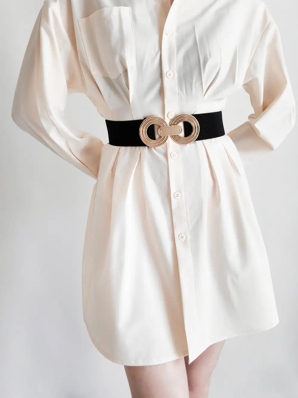 Geometric Buckle Wide Belt