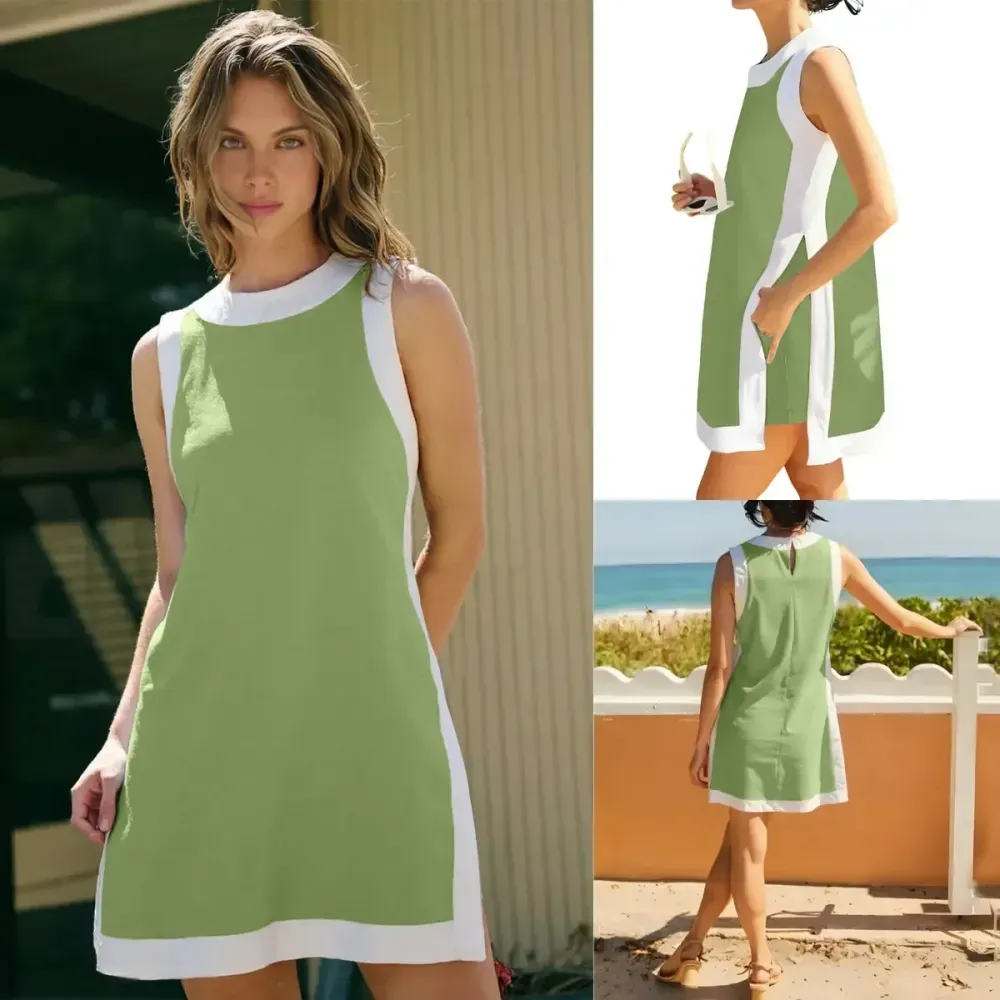 Women’s Color-Blocked Sleeveless Pullover and Shorts Set with Pockets