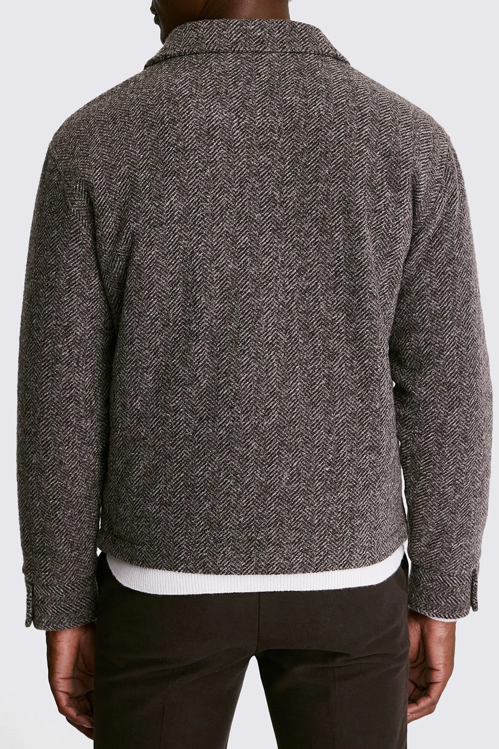 Coarse Tweed Brown Zippered Jacket