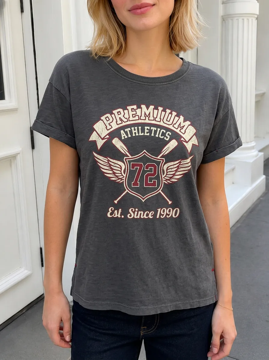 Women's Premium Athletics 72 Winged Shield Printed T-shirt