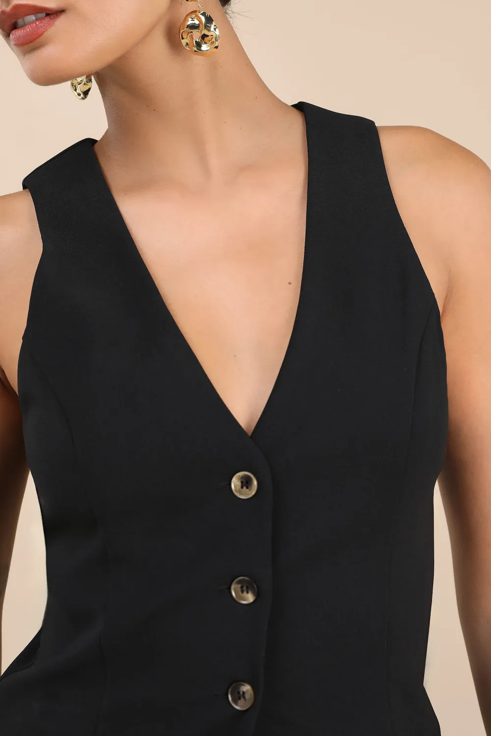 Casual Style Button-Front Vest Top