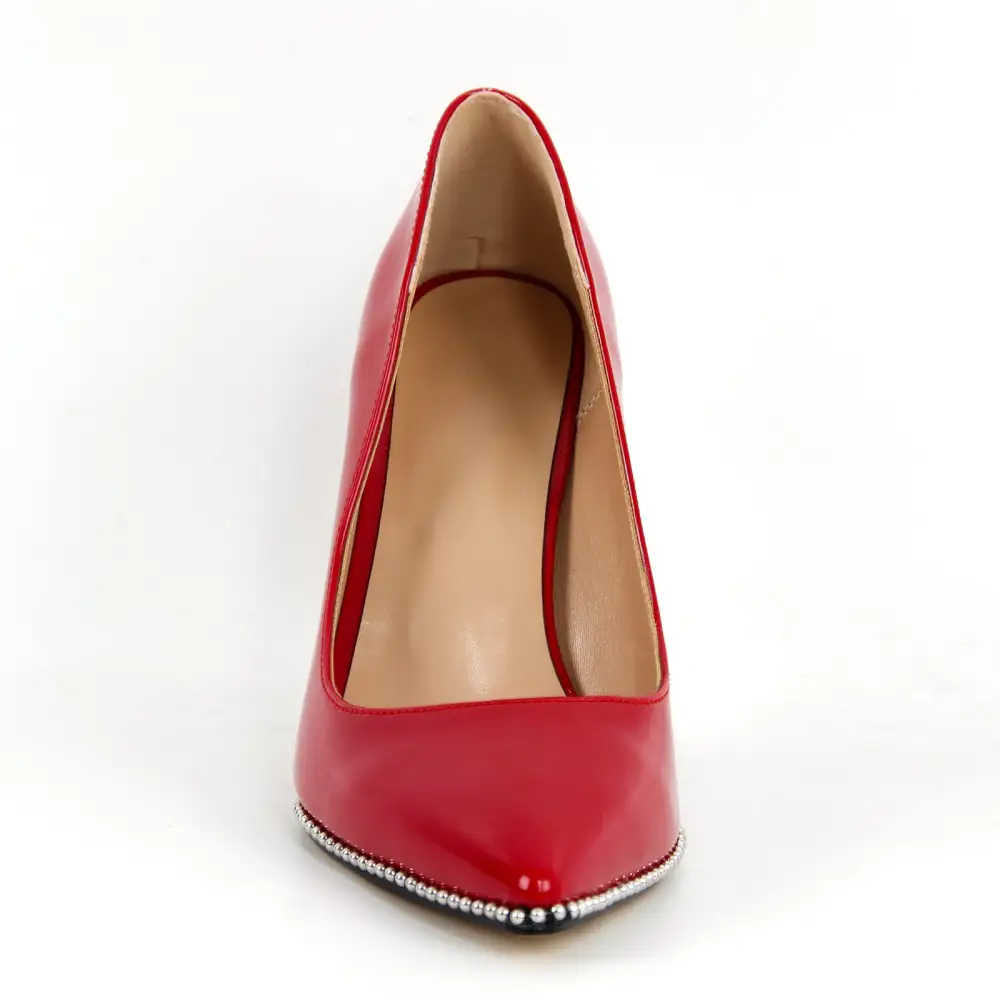 Rivet Pointed Toe Stiletto Slip On Pumps