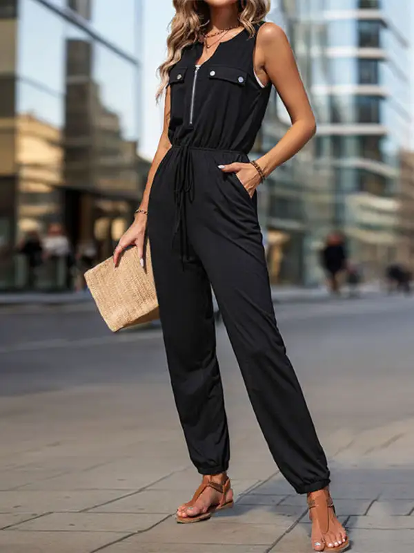 Waistless Sleeveless Long Jumpsuit