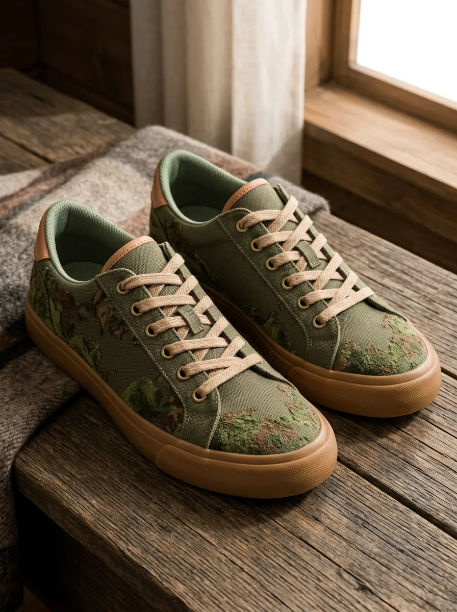 Men's Refined Outdoor Enthusiast Camouflage Patterned Canvas Shoes