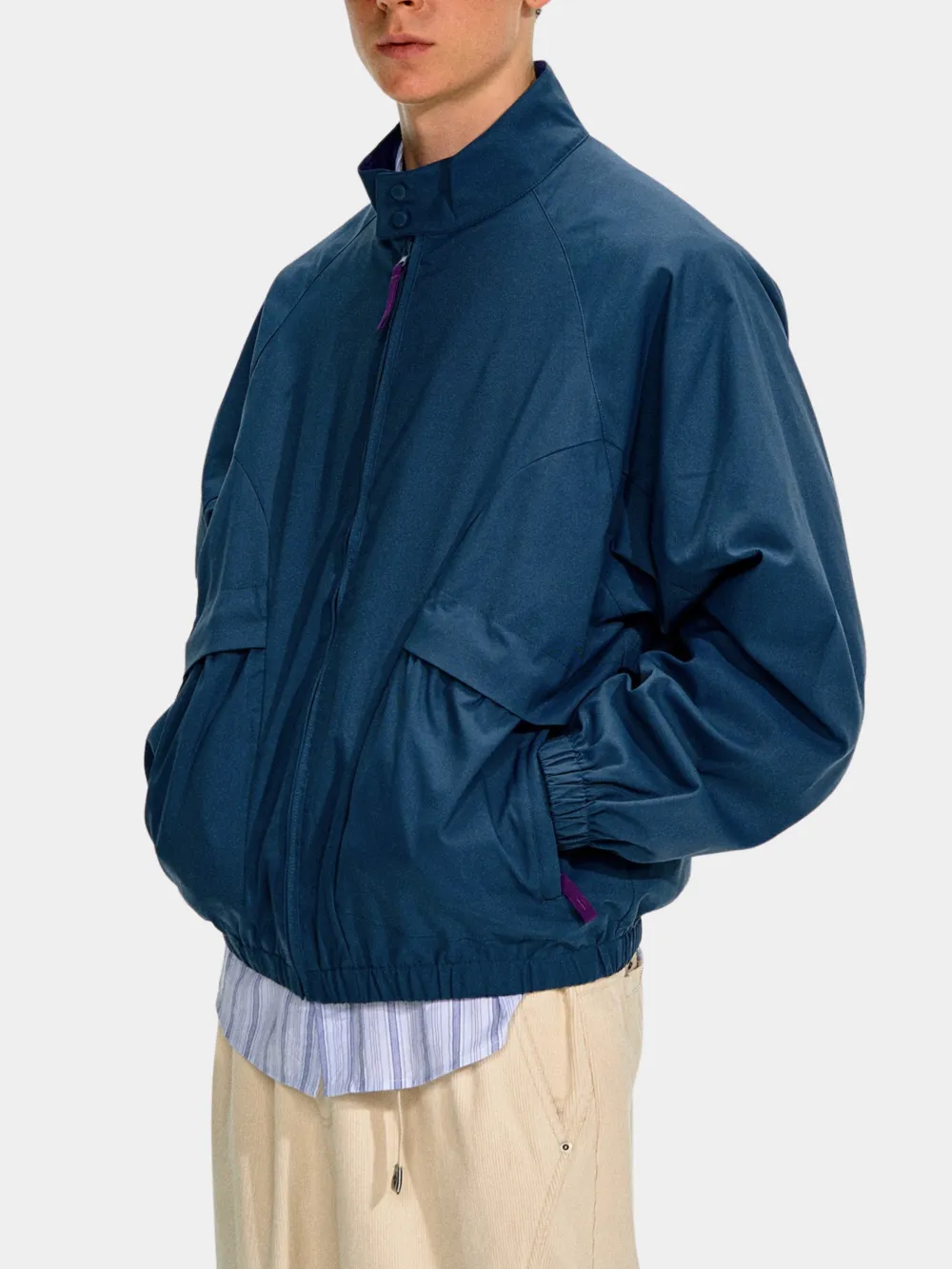 Wind Resistant Stand Collar Color Block Outdoor Utility Jacket