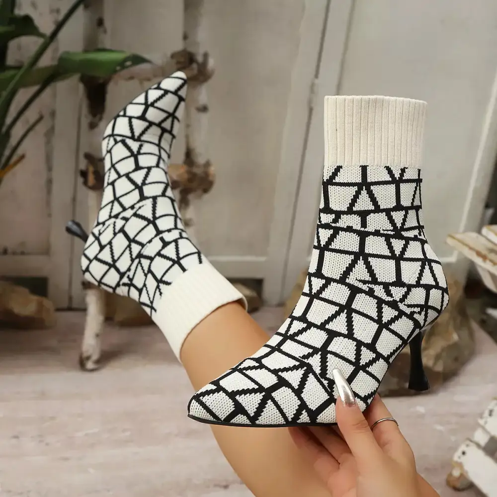 Pointed Toe Flared Heel Boots