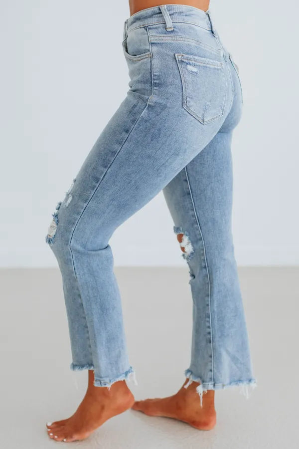 Women's High Rise Straight Leg Flared Leg Jeans
