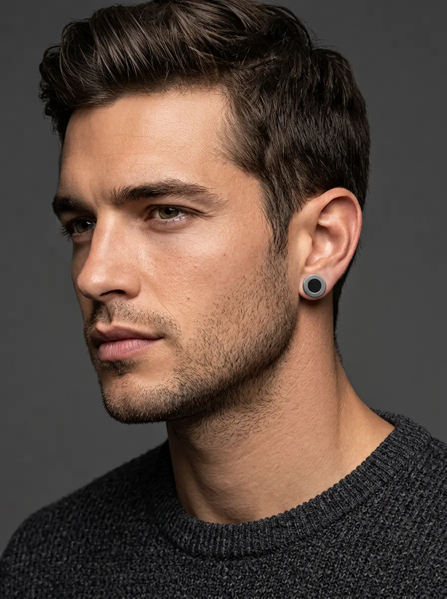 Men's Minimalist Circle Stainless Steel Stud Earrings
