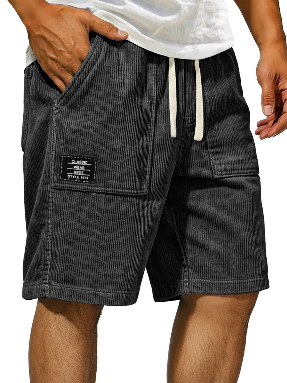 Corduroy Pocket Seamed Shorts
