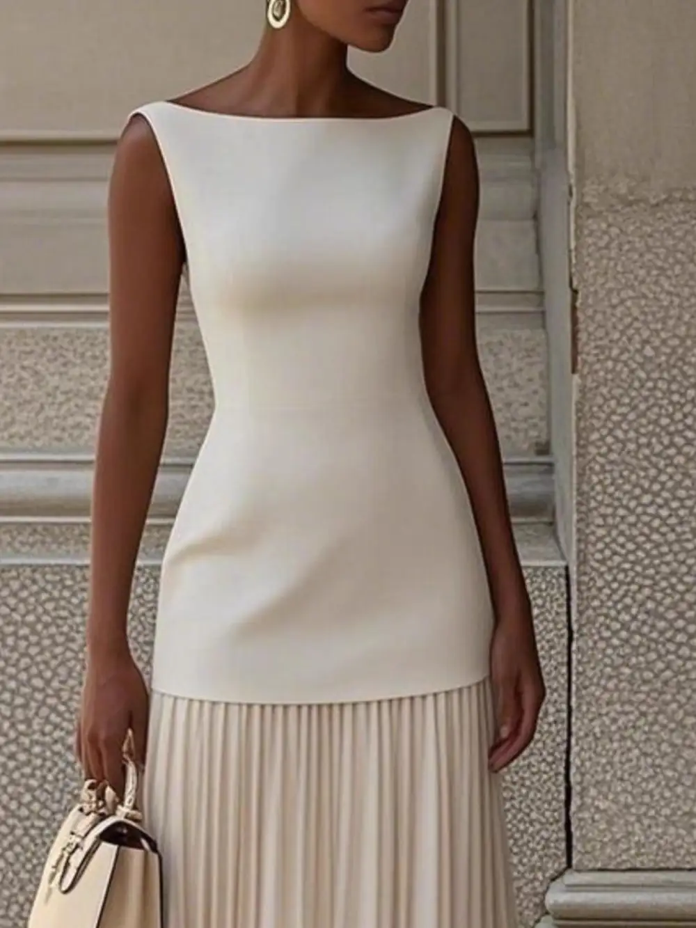 Pleated Sleeveless Maxi Dress
