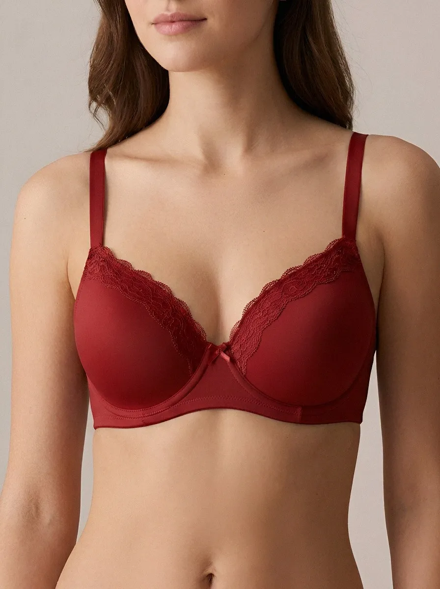 Women's Underwire Seamless Lace-Trim Floral-Lace Bra