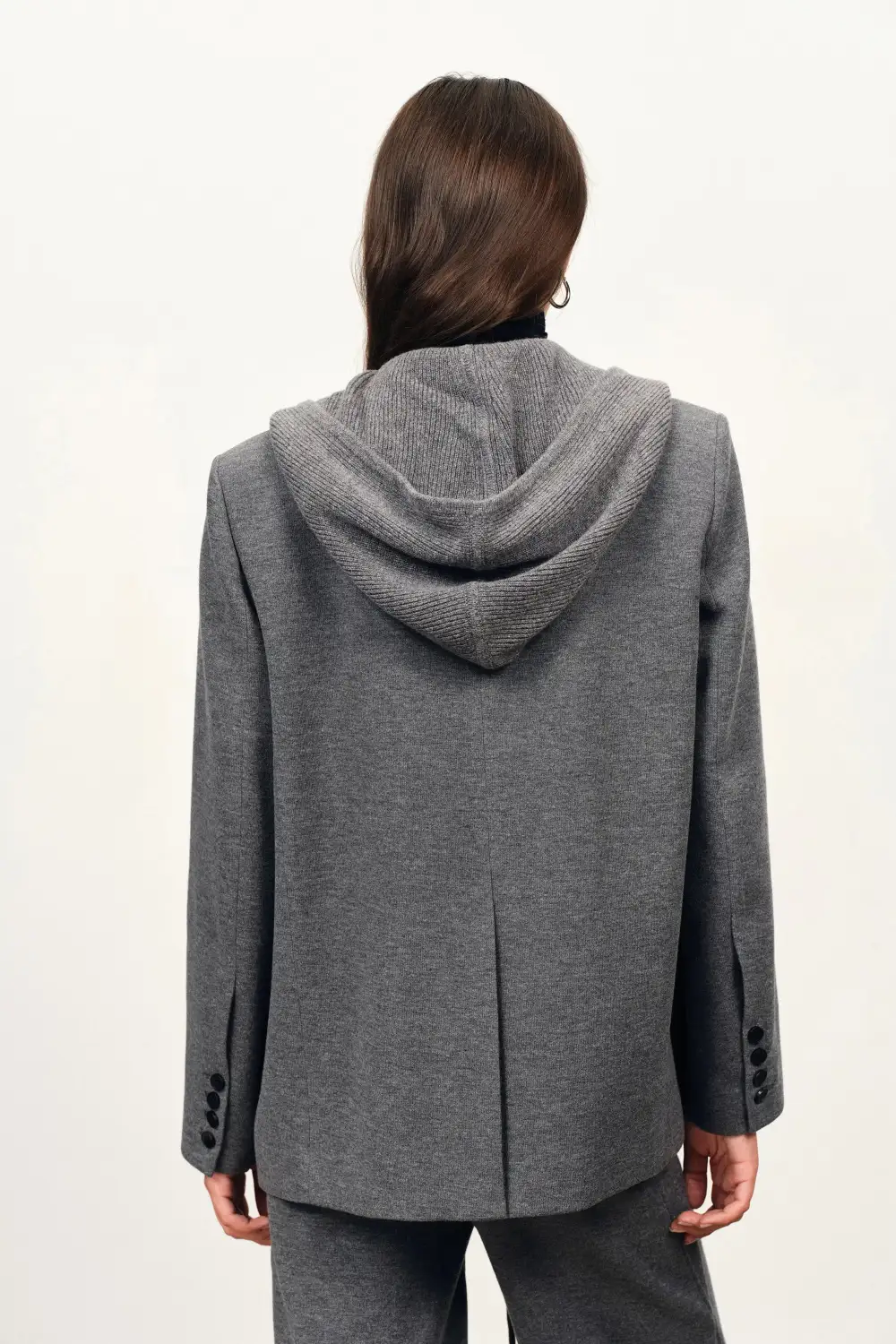 Layered Hood Tailored Blazer