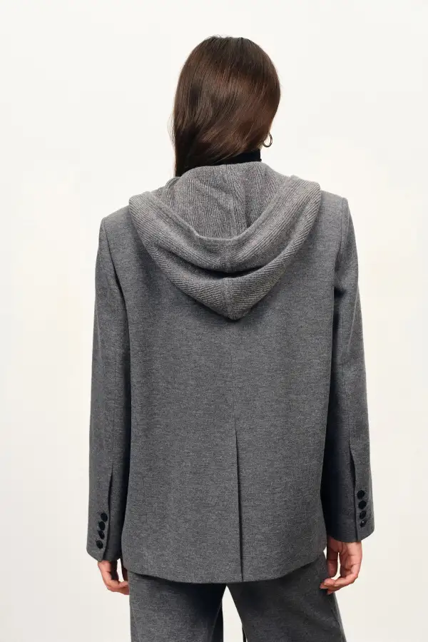 Layered Hood Tailored Blazer