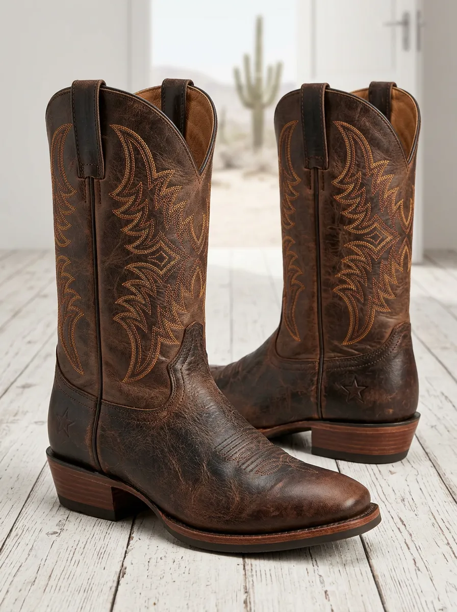 Casual Embroidered Star Statement Western Boots