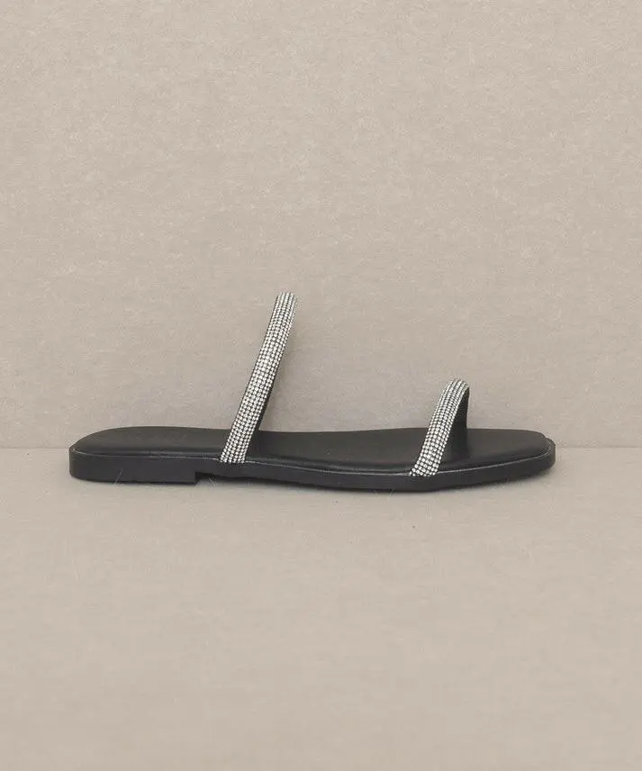 Strappy Rhinestone Flat Sandals