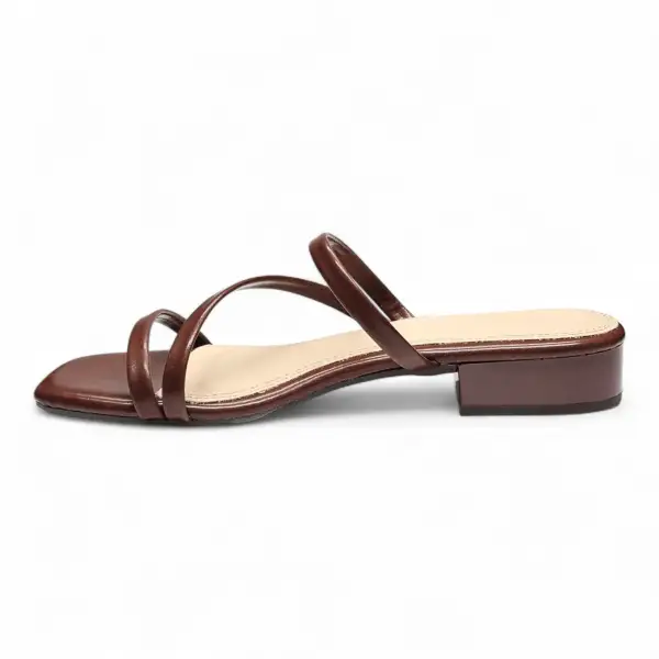 Airy Strappy Square Toe Block Heel Sandals