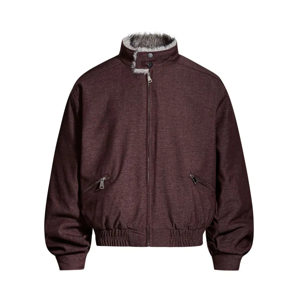 Plush High-Neck Cropped Jacket
