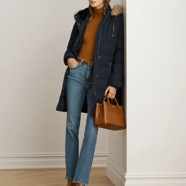 Down Faux-Fur Hooded Women's Coat