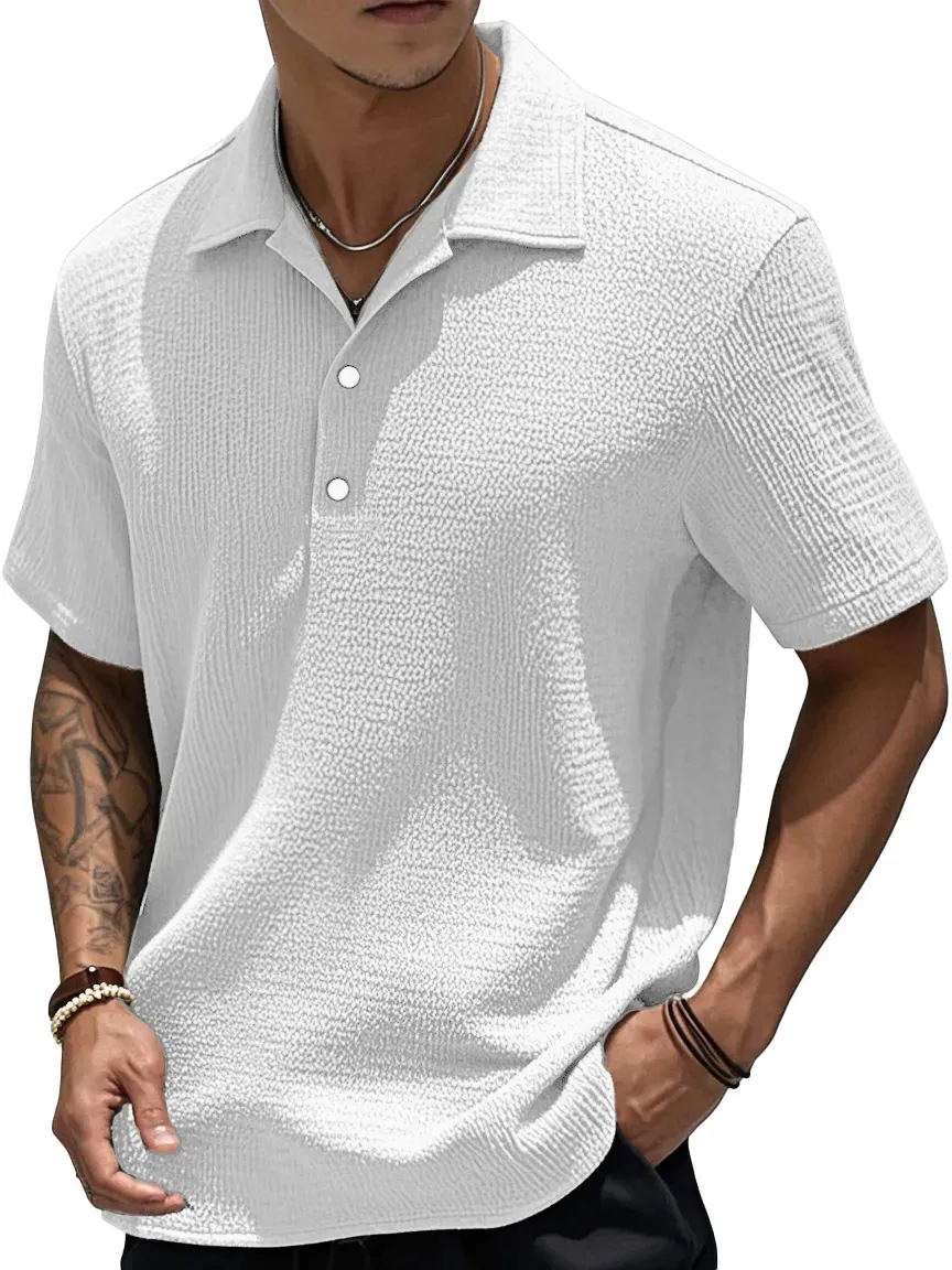 Textured Short Sleeve Button Front Shirt