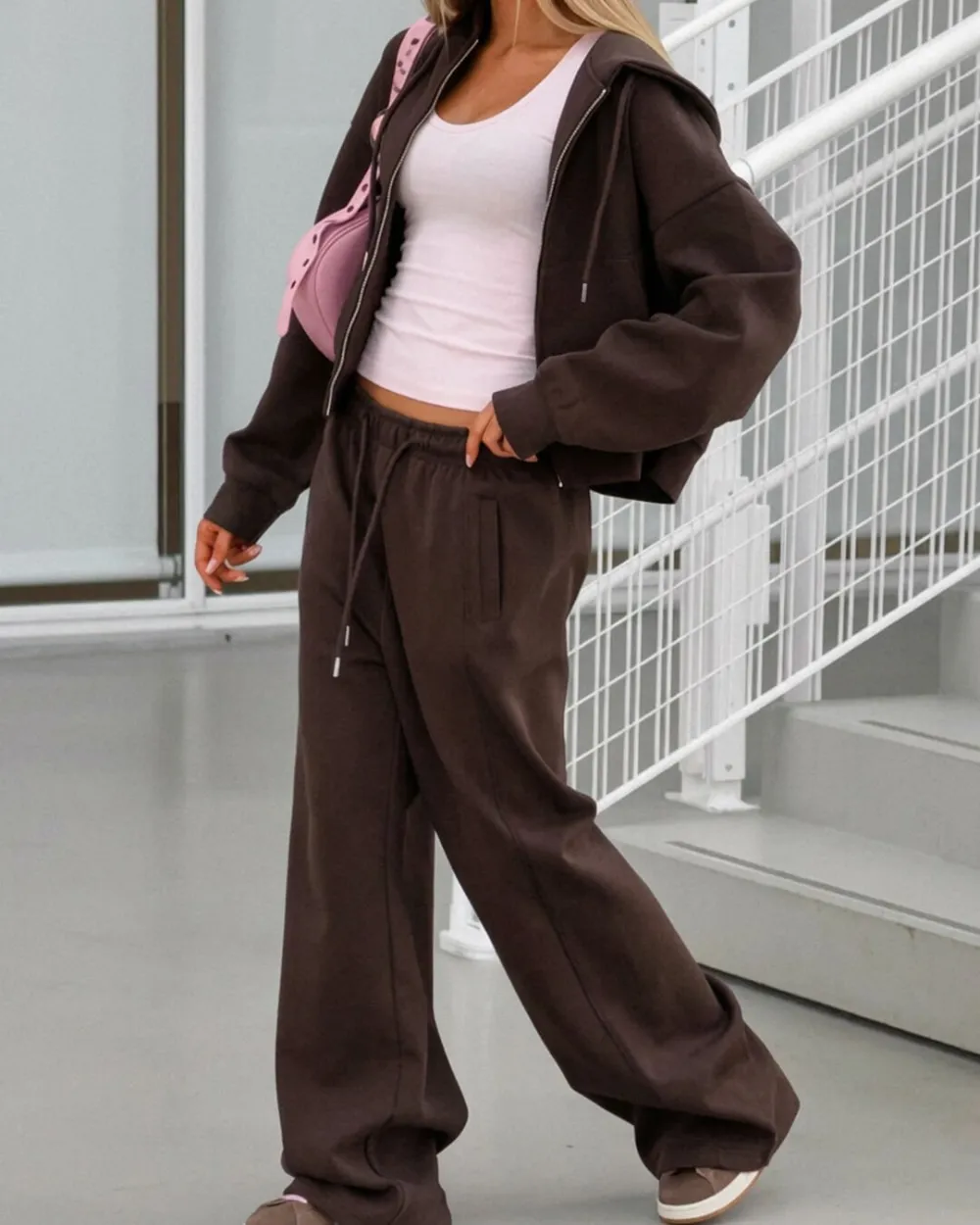 Zip-Up Two-Piece Tracksuit Set