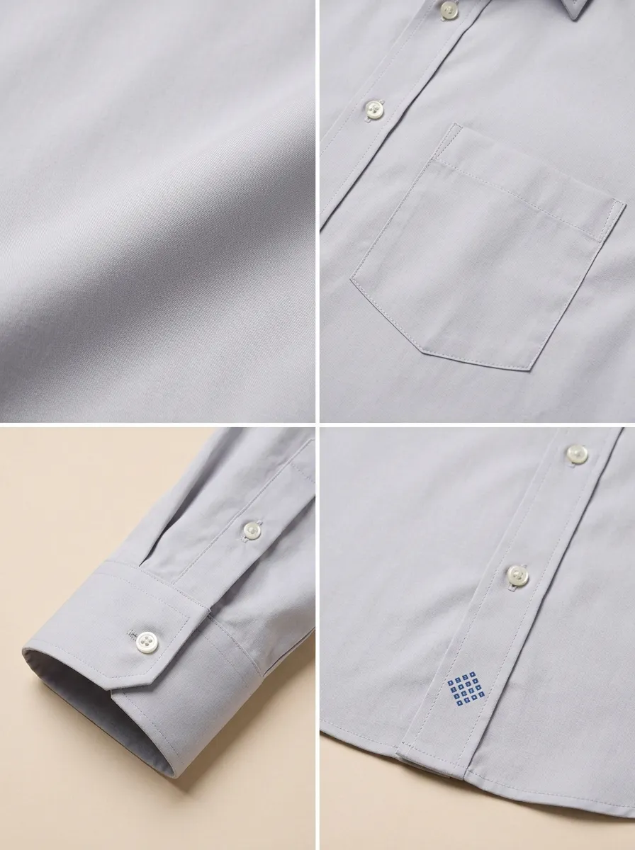 Men's Non-Iron Cotton Solid Light Blue Button-Down Shirt