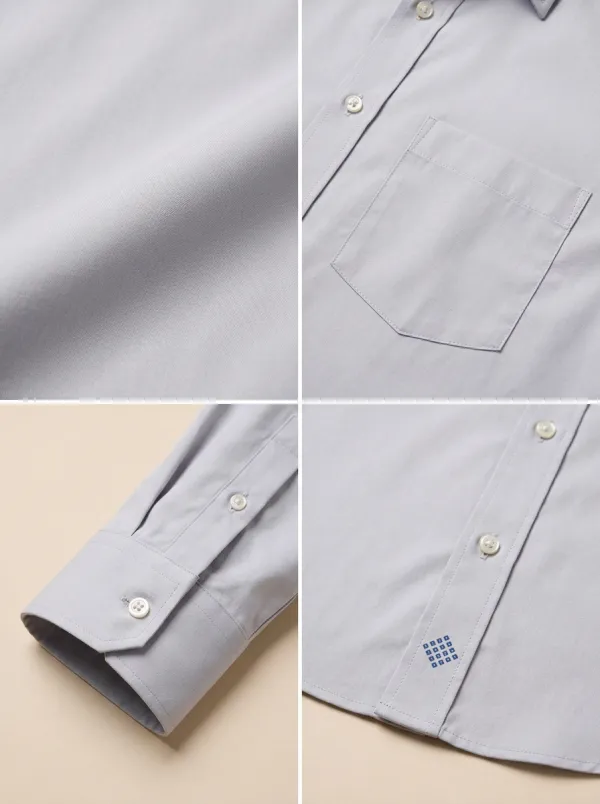 Men's Non-Iron Cotton Solid Light Blue Button-Down Shirt