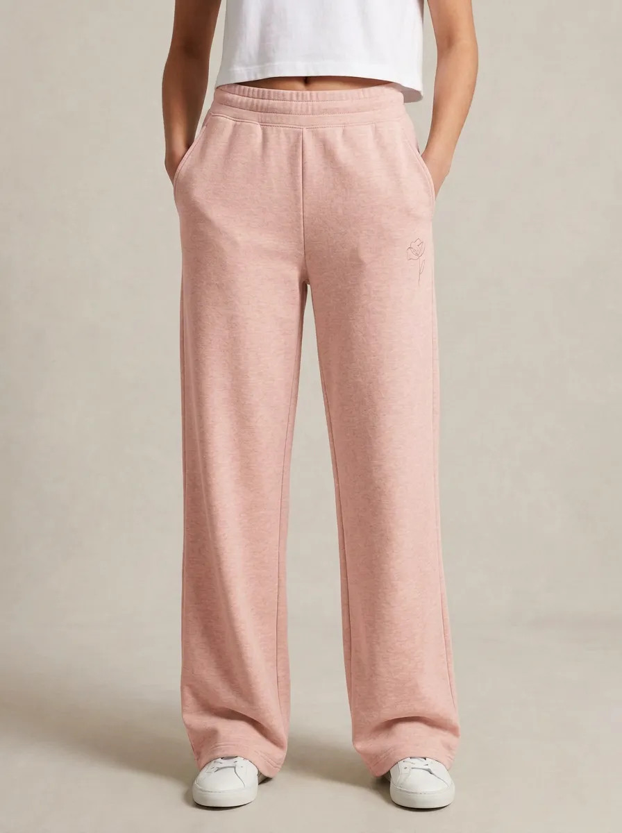 Women's Relaxed Minimalist Floral Line Art Printed Sweatpants