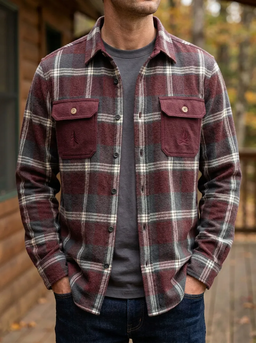 Campfire Forest Plaid Twin Pocket Shirt