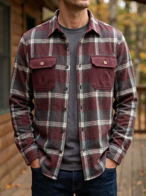 Campfire Forest Plaid Twin Pocket Shirt