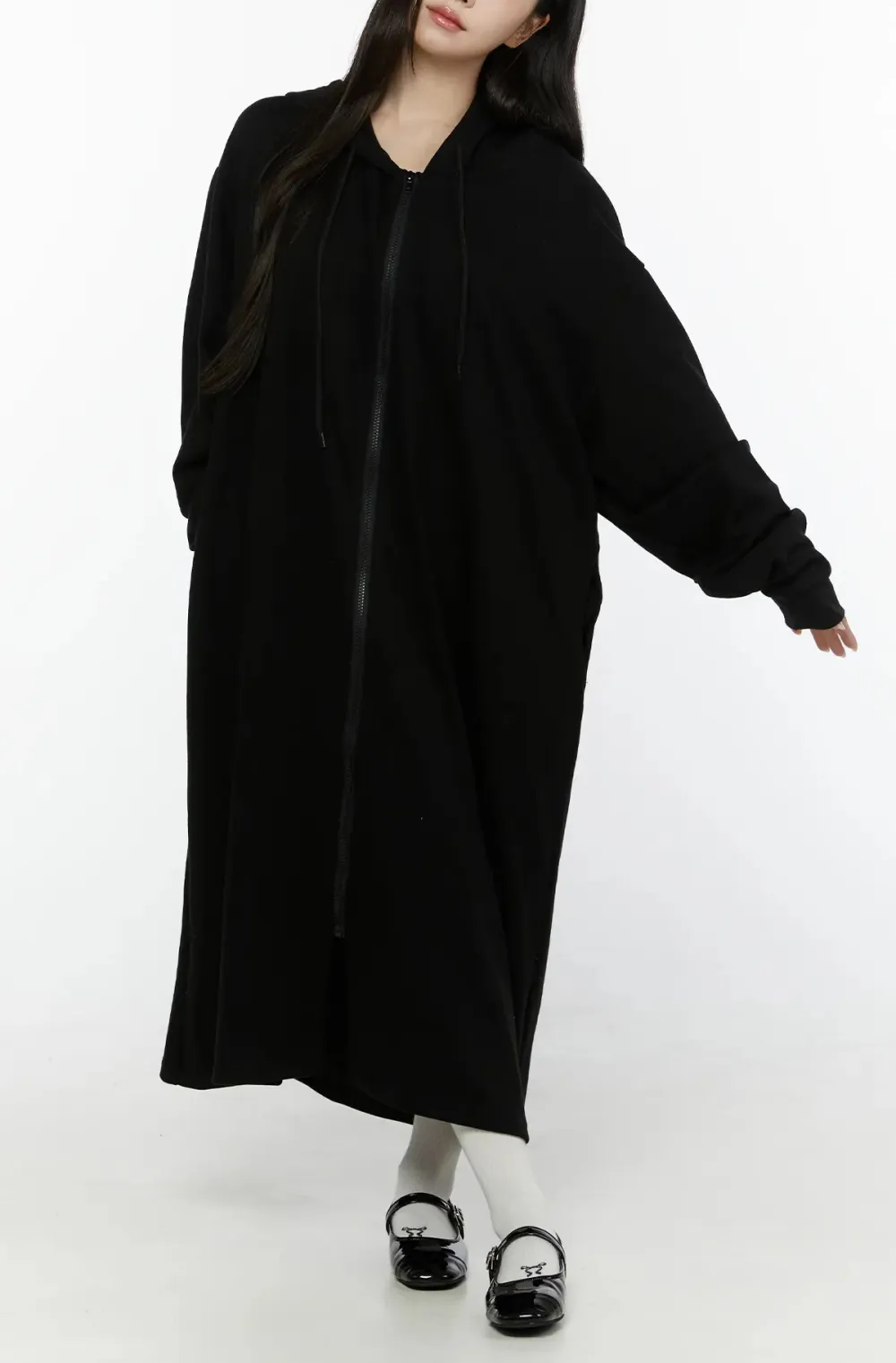 Zip-Up Hooded Maxi Dress