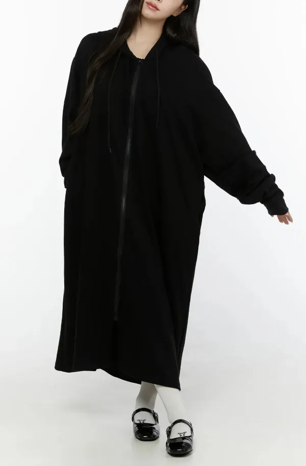 Zip-Up Hooded Maxi Dress