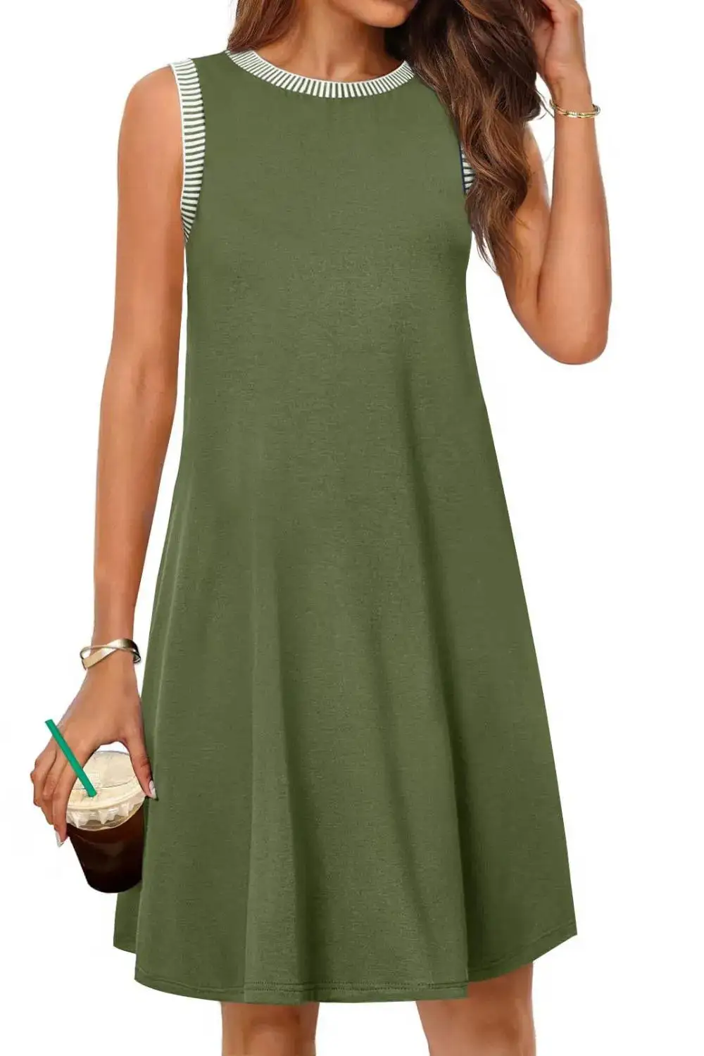 Crew Neck Sleeveless Mini Dress