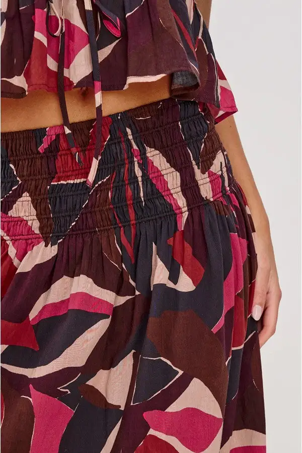 Women's Abstract Print High Waist Maxi Skirt
