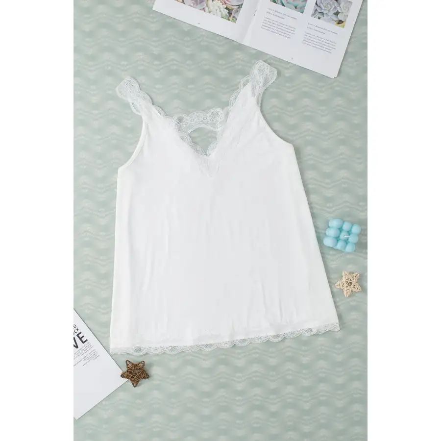 Cozy Lace Detail V Neck Tank