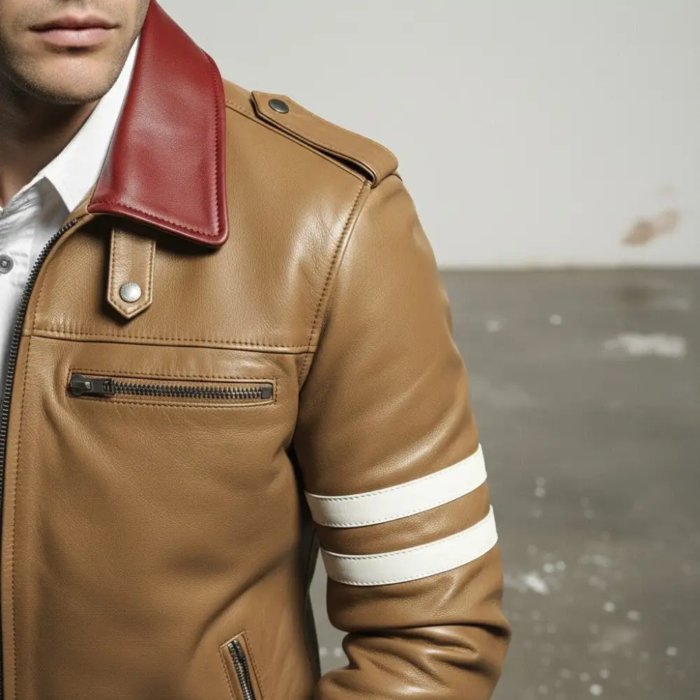 Leather Biker Embroidered Jacket