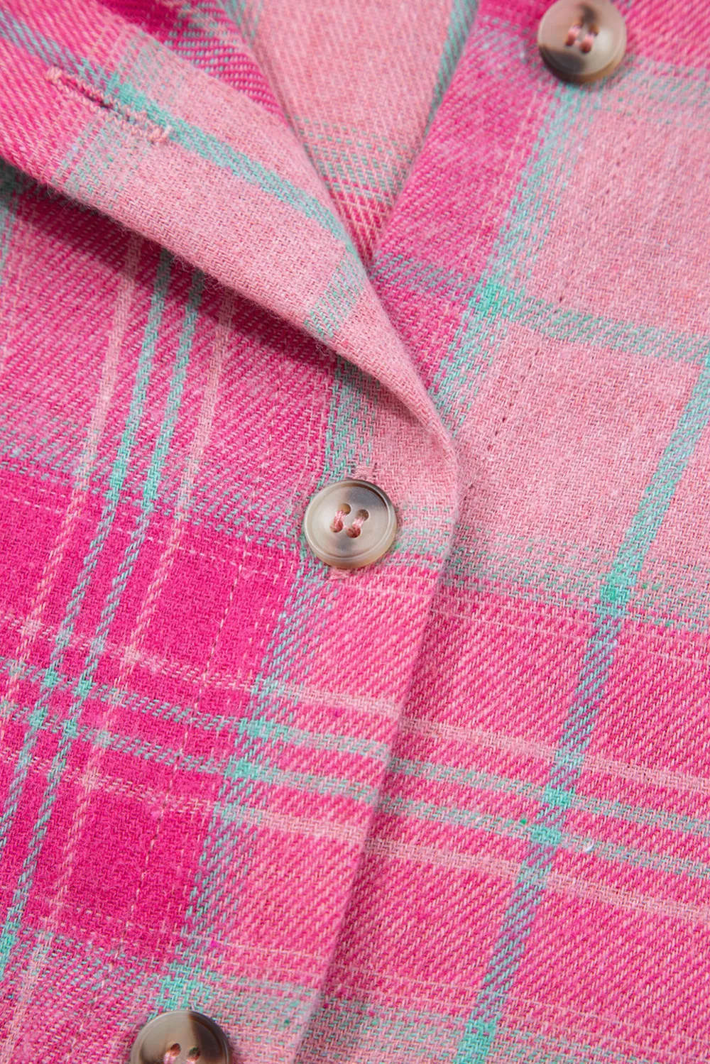 Sachet Pink Plaid Print Rounded Shirt