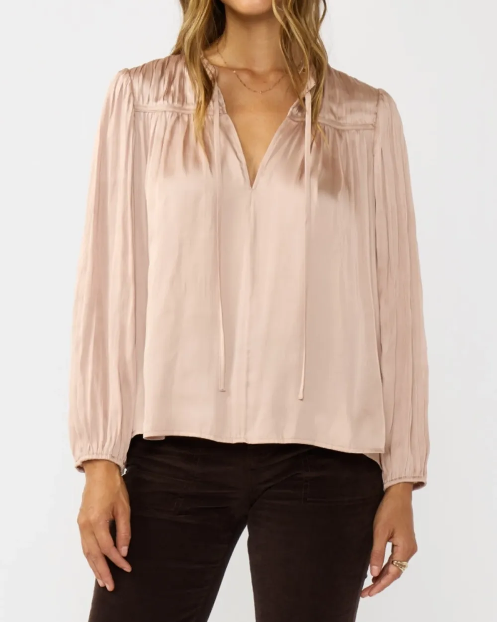 Split Neck Satin Blouse