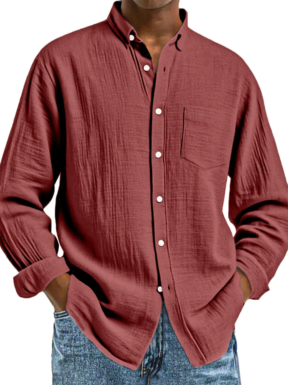 Structured Long Sleeve Button Front Shirt