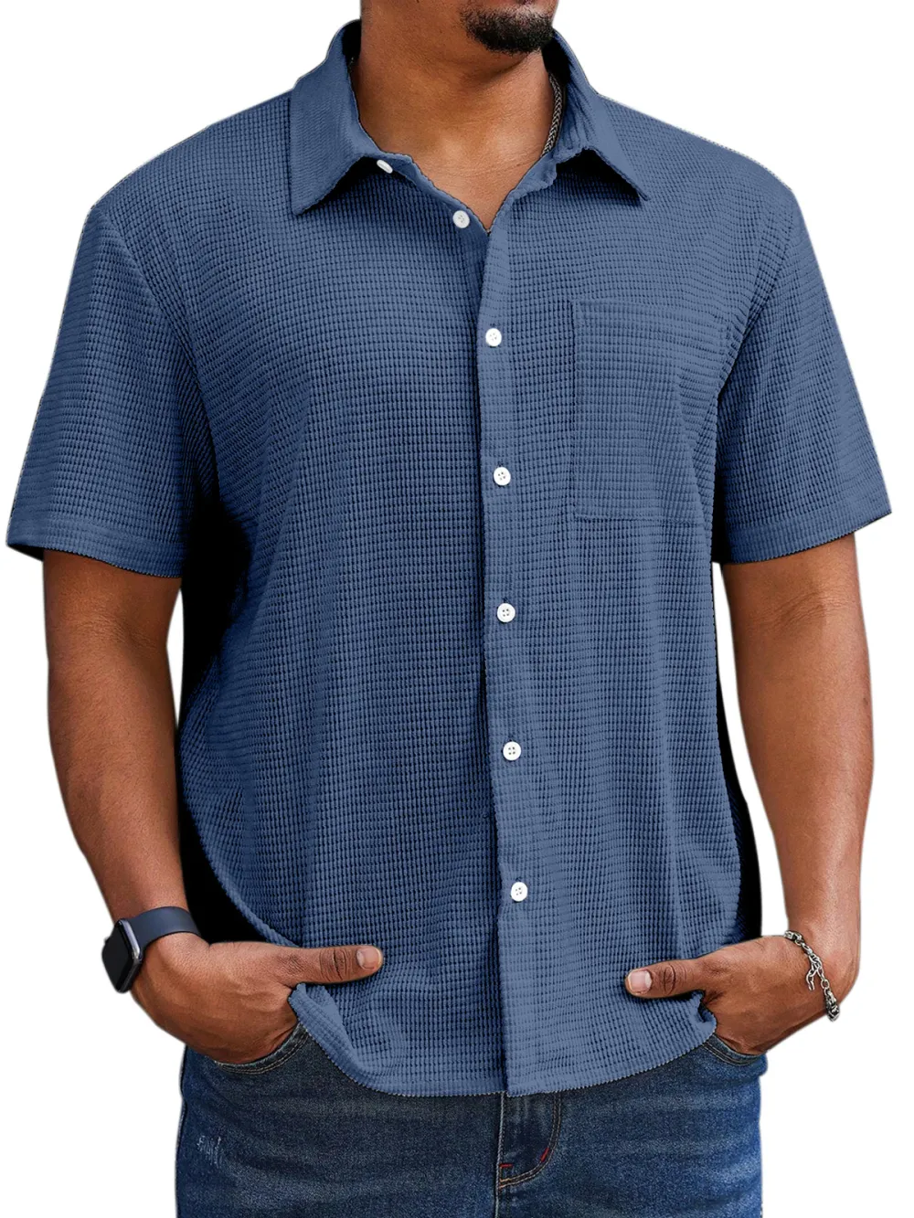 Textured Knit Short Sleeve Shirt