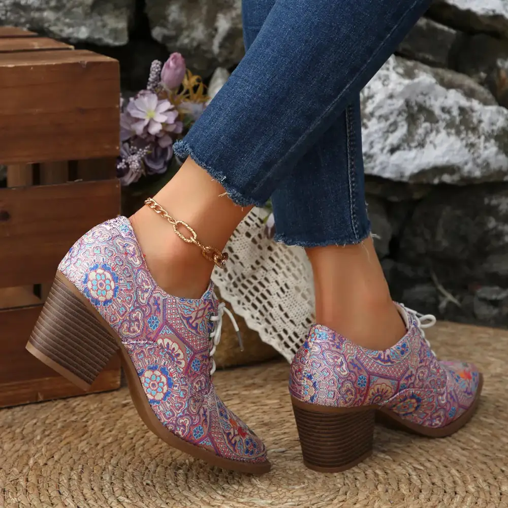 Refined Pointed Toe Block Heel Ankle Boots