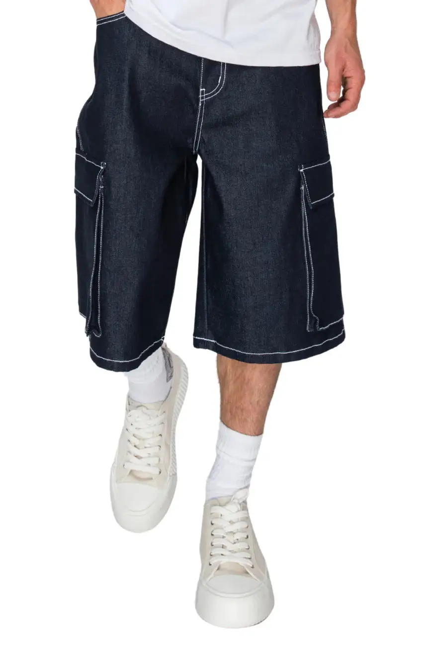 Men's Baggy Fit Cargo Raw Denim Shorts