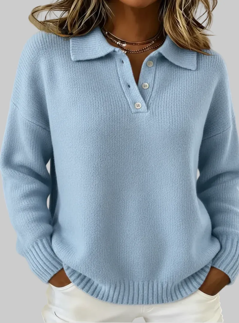 Button Front Relaxed Soft Tailored Sweater