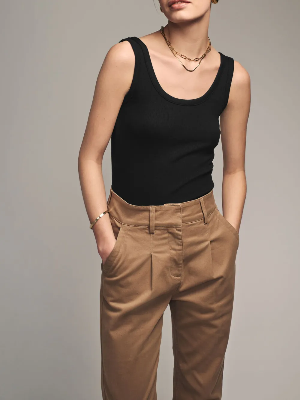 Black Ribbed Tank Top