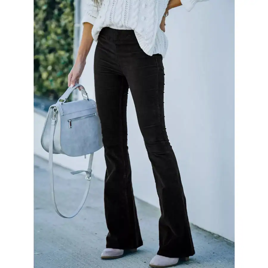Full Size Corduroy Flare Pants Plus Size