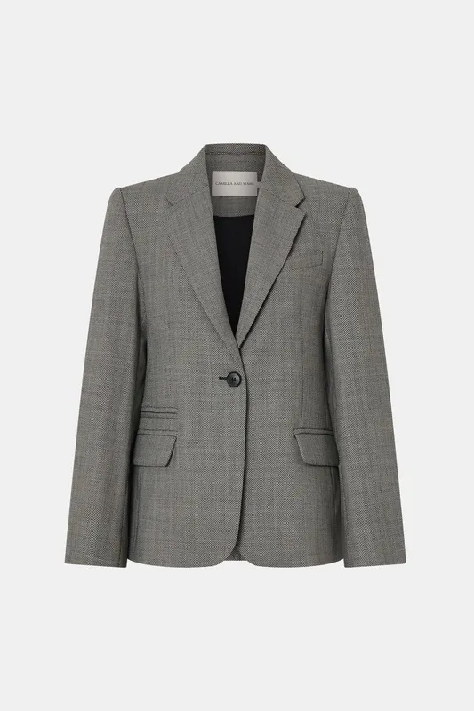 Charcoal Herringbone Blazer