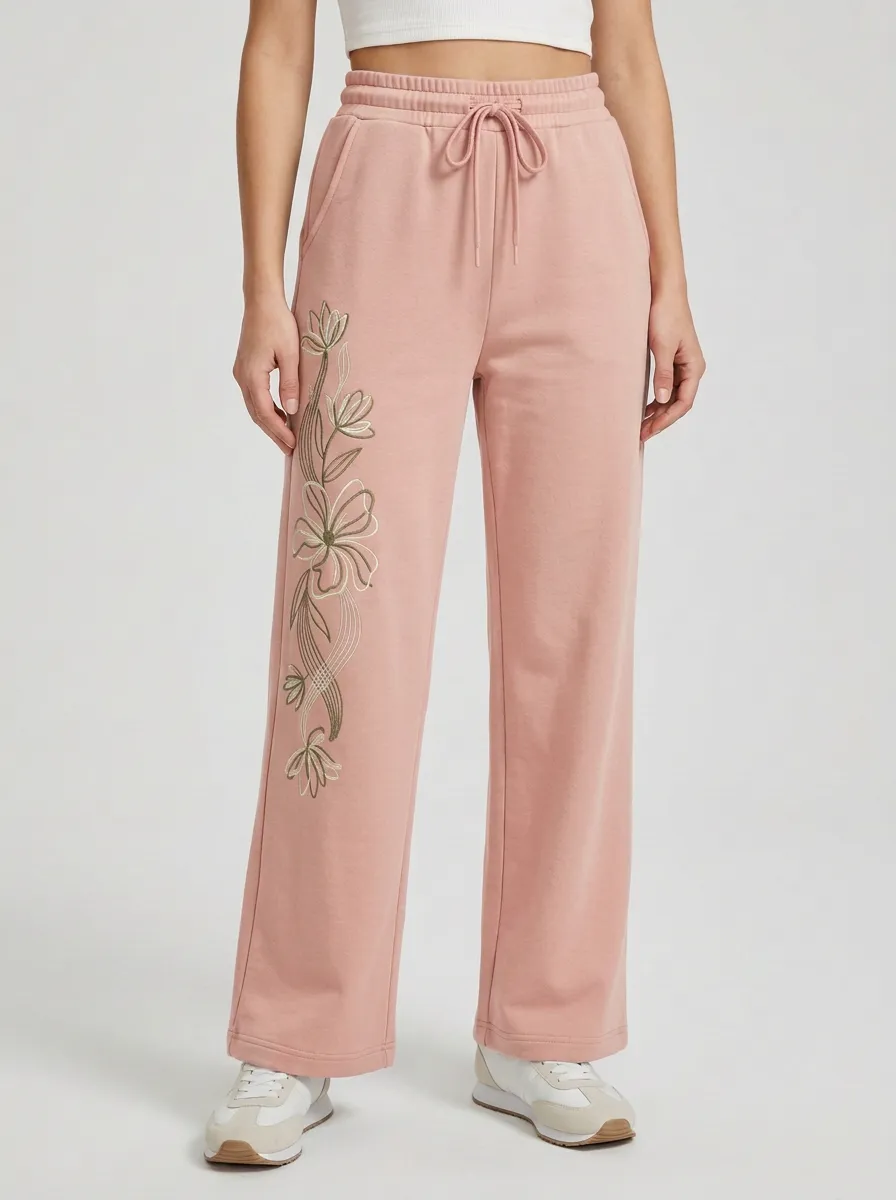 Women's Sage Green Floral Botanical Graphic Sweatpants