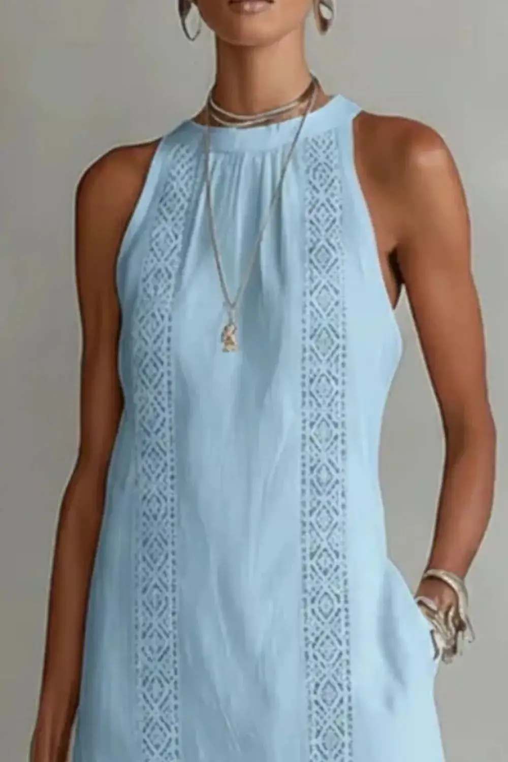 Pocketed Slit Sleeveless Dress Casual