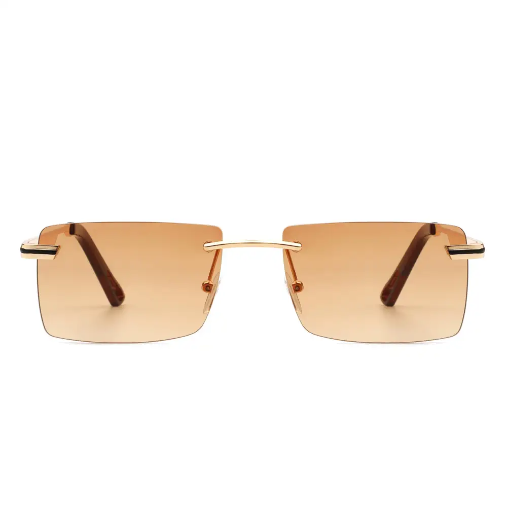 Smooth Rectangle Rimless Frame Sunglasses